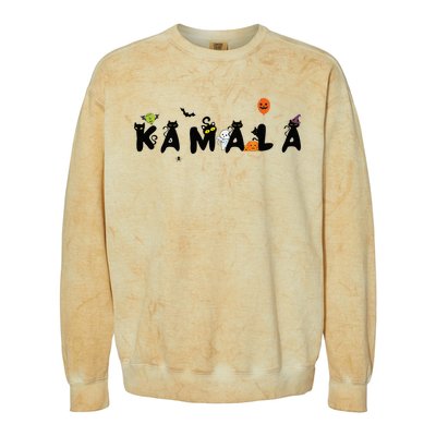 Kamala Halloween Cat Witch Hat Pumpkin Cat Lady Kamala Haris Premium Colorblast Crewneck Sweatshirt