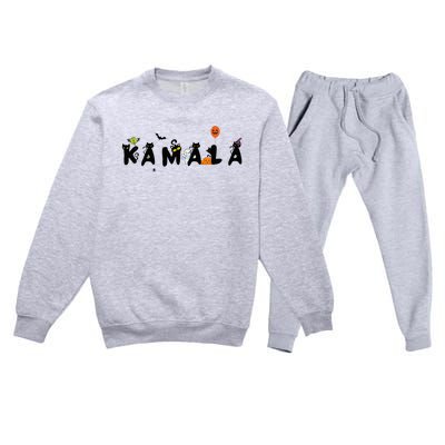 Kamala Halloween Cat Witch Hat Pumpkin Cat Lady Kamala Haris Premium Premium Crewneck Sweatsuit Set