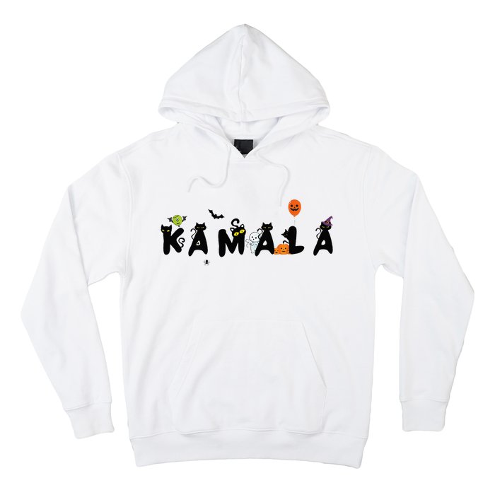 Kamala Halloween Cat Witch Hat Pumpkin Cat Lady Kamala Haris Premium Hoodie