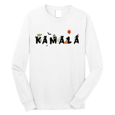 Kamala Halloween Cat Witch Hat Pumpkin Cat Lady Kamala Haris Premium Long Sleeve Shirt