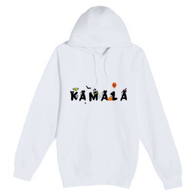 Kamala Halloween Cat Witch Hat Pumpkin Cat Lady Kamala Haris Premium Premium Pullover Hoodie