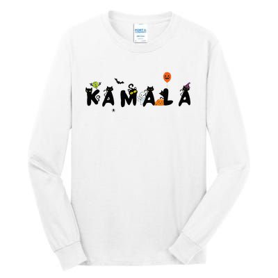 Kamala Halloween Cat Witch Hat Pumpkin Cat Lady Kamala Haris Premium Tall Long Sleeve T-Shirt