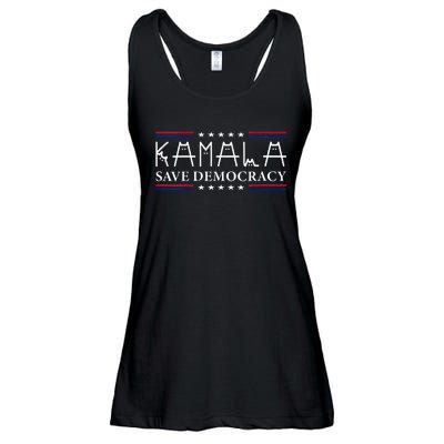 Kamala Harris Cat Lettering Positive Save Democracy Ladies Essential Flowy Tank