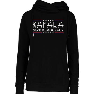 Kamala Harris Cat Lettering Positive Save Democracy Womens Funnel Neck Pullover Hood