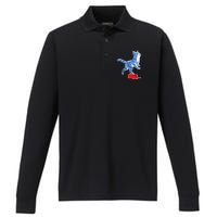 Kamala Harris Cat Stepping On Maga Hat Vp President 2024 Performance Long Sleeve Polo