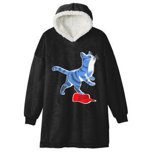 Kamala Harris Cat Stepping On Maga Hat Vp President 2024 Hooded Wearable Blanket