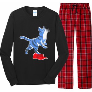 Kamala Harris Cat Stepping On Maga Hat Vp President 2024 Long Sleeve Pajama Set