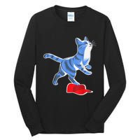 Kamala Harris Cat Stepping On Maga Hat Vp President 2024 Tall Long Sleeve T-Shirt