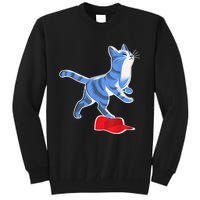 Kamala Harris Cat Stepping On Maga Hat Vp President 2024 Tall Sweatshirt