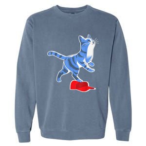 Kamala Harris Cat Stepping On Maga Hat Vp President 2024 Garment-Dyed Sweatshirt