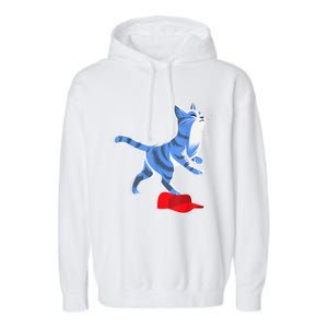 Kamala Harris Cat Stepping On Maga Hat Vp President 2024 Garment-Dyed Fleece Hoodie