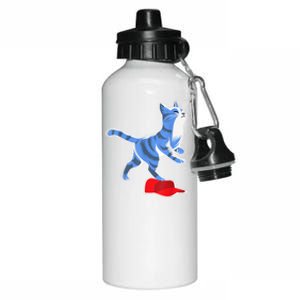 Kamala Harris Cat Stepping On Maga Hat Vp President 2024 Aluminum Water Bottle