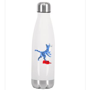 Kamala Harris Cat Stepping On Maga Hat Vp President 2024 Stainless Steel Insulated Water Bottle