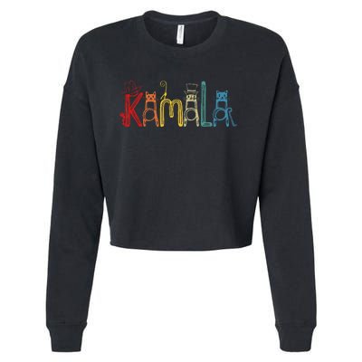 Kamala Harris Cat Lettering Positive Funny Cropped Pullover Crew