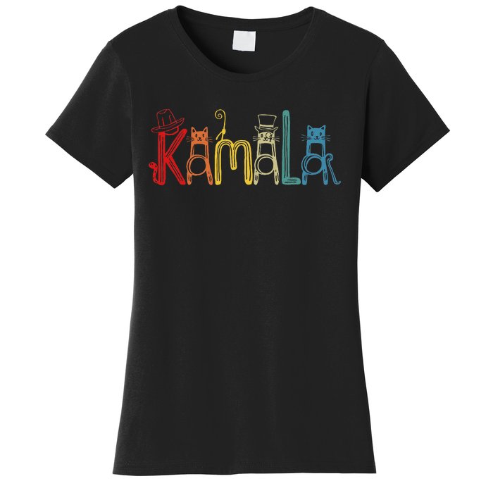 Kamala Harris Cat Lettering Positive Funny Women's T-Shirt