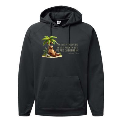 Kamala Harris Coconut Tree Quote Performance Fleece Hoodie