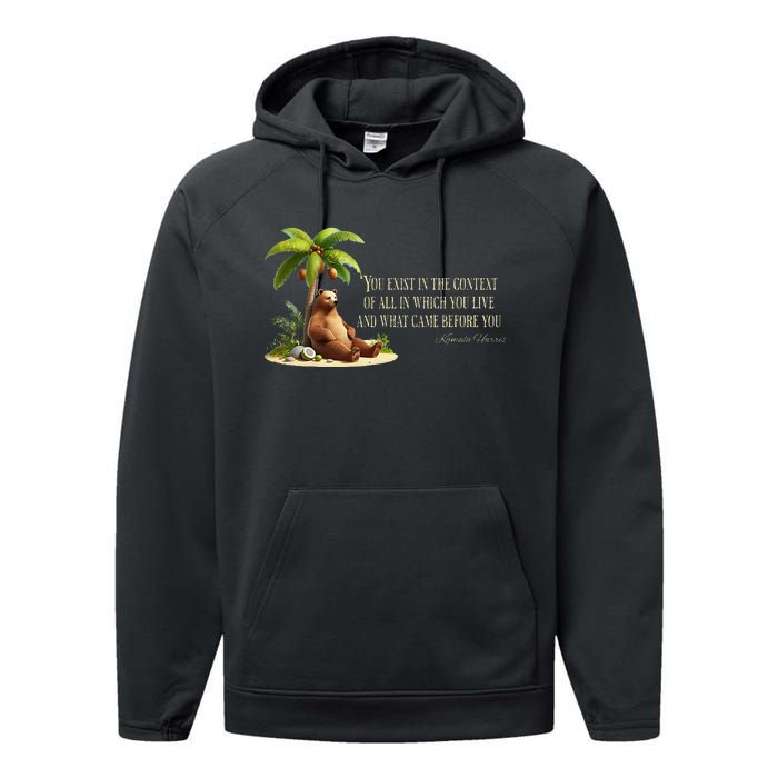 Kamala Harris Coconut Tree Quote Performance Fleece Hoodie