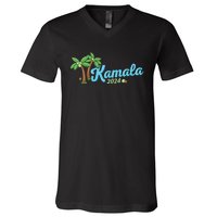 Kamala Harris Coconut Tree 2024 Democrat For President V-Neck T-Shirt