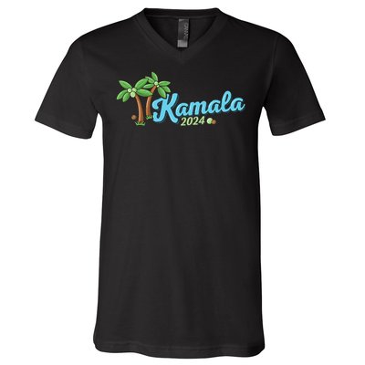 Kamala Harris Coconut Tree 2024 Democrat For President V-Neck T-Shirt