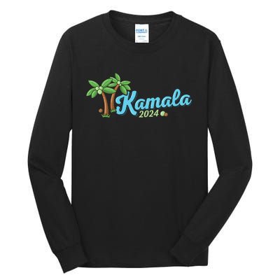 Kamala Harris Coconut Tree 2024 Democrat For President Tall Long Sleeve T-Shirt