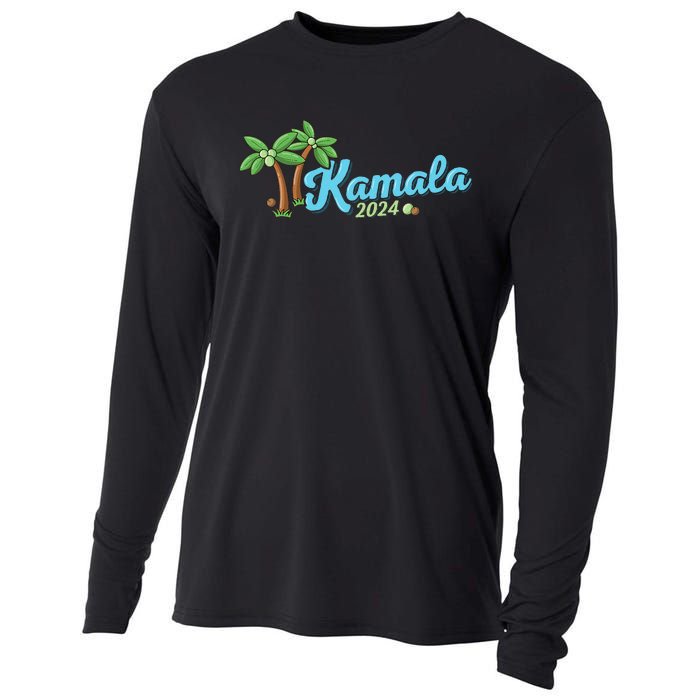 Kamala Harris Coconut Tree 2024 Democrat For President Cooling Performance Long Sleeve Crew