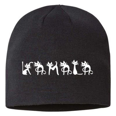 Kamala Harris Cat Lettering Positive Funny Sustainable Beanie