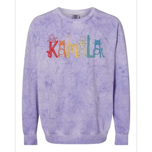 Kamala Harris Cat Lettering Positive Funny Colorblast Crewneck Sweatshirt