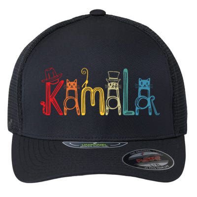 Kamala Harris Cat Lettering Positive Funny Flexfit Unipanel Trucker Cap