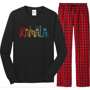 Kamala Harris Cat Lettering Positive Funny Long Sleeve Pajama Set