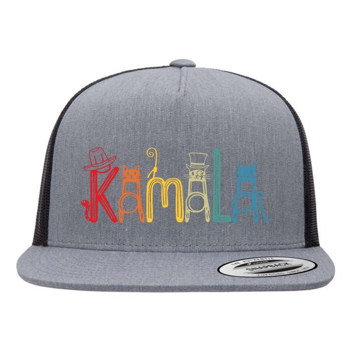 Kamala Harris Cat Lettering Positive Funny Flat Bill Trucker Hat