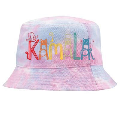 Kamala Harris Cat Lettering Positive Funny Tie-Dyed Bucket Hat