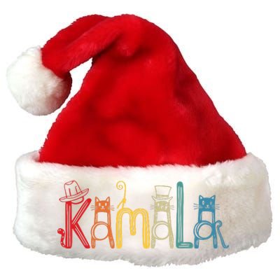 Kamala Harris Cat Lettering Positive Funny Premium Christmas Santa Hat