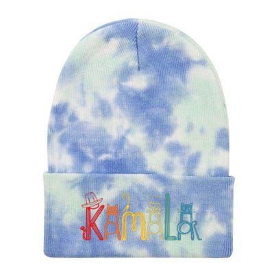 Kamala Harris Cat Lettering Positive Funny Tie Dye 12in Knit Beanie