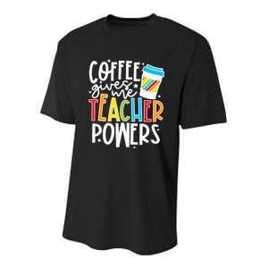 Kids Halloween Costume Coffee Gives Me Teacher Powers Youth Performance Sprint T-Shirt