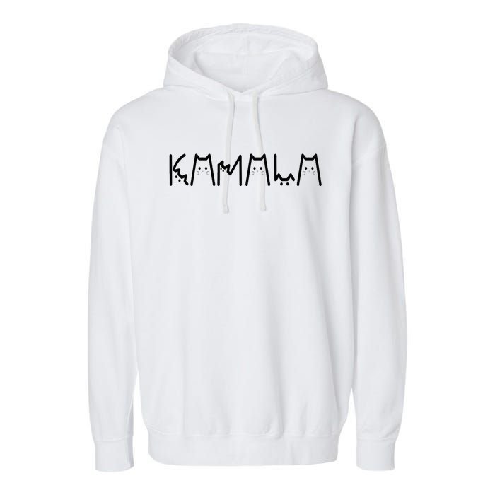 Kamala Harris Cat Lettering Positive Funny 2024 Garment-Dyed Fleece Hoodie