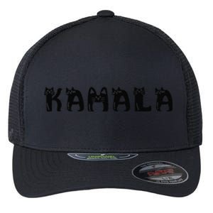 Kamala Harris Cat Lettering Positive Funny 2024 Election Flexfit Unipanel Trucker Cap