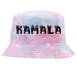 Kamala Harris Cat Lettering Positive Funny 2024 Election Tie-Dyed Bucket Hat