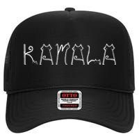 Kamala Harris Cat Lettering Positive Funny Kamala 2024 High Crown Mesh Back Trucker Hat