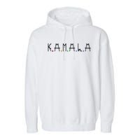 Kamala Harris Cat Lettering Positive Funny 2024 Garment-Dyed Fleece Hoodie