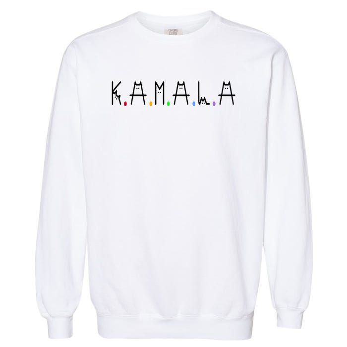 Kamala Harris Cat Lettering Positive Funny 2024 Garment-Dyed Sweatshirt