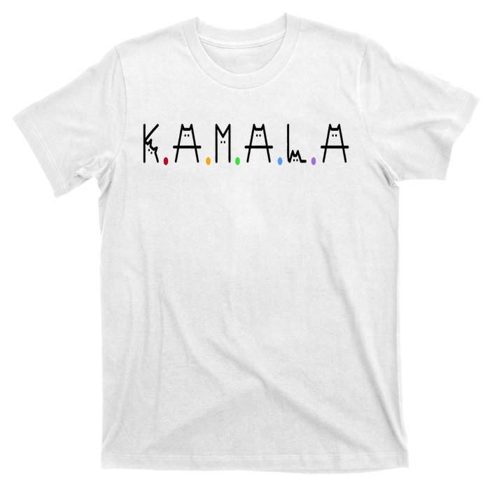 Kamala Harris Cat Lettering Positive Funny 2024 T-Shirt