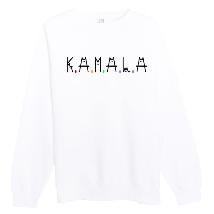 Kamala Harris Cat Lettering Positive Funny 2024 Premium Crewneck Sweatshirt