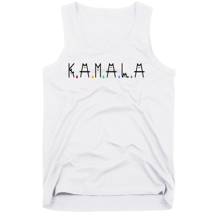 Kamala Harris Cat Lettering Positive Funny 2024 Tank Top