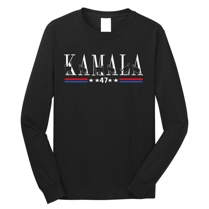 Kamala Harris Cat Lettering Positive Funny 2024 Long Sleeve Shirt