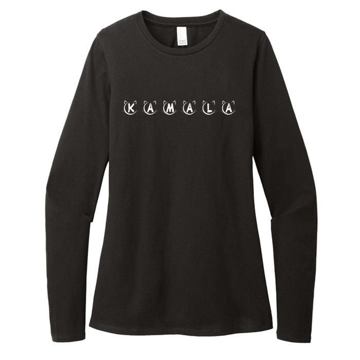 Kamala Harris Cat Lettering Positive Funny Cat Lady Letters Premium Womens CVC Long Sleeve Shirt