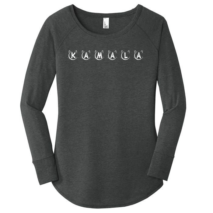 Kamala Harris Cat Lettering Positive Funny Cat Lady Letters Premium Women's Perfect Tri Tunic Long Sleeve Shirt