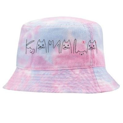 Kamala Harris Cat Lettering Positive Funny Tie-Dyed Bucket Hat