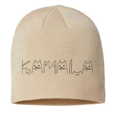 Kamala Harris Cat Lettering Positive Funny Sustainable Beanie