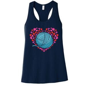 Knitter Heart Crocheting Lover Knit Crocheter Yarn Knitting Gift Women's Racerback Tank