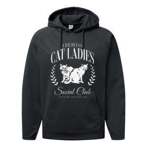 Kamala Harris Childless Cat Ladies Social Club Cat Lover Performance Fleece Hoodie